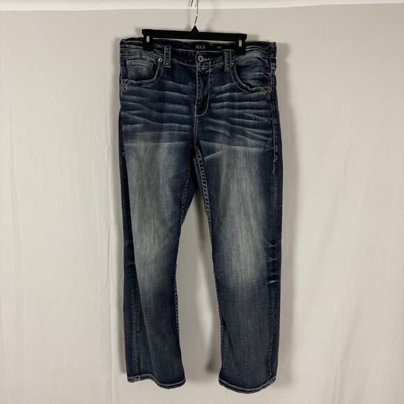 Buckle Black Men’s Straight Leg Jeans Waist 36R Inseam 28 Early Y2K Distressed - Picture 1 of 11